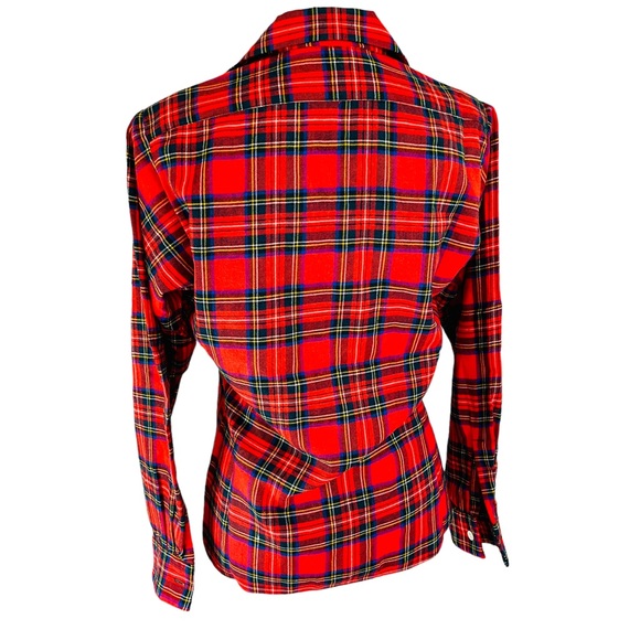 Vintage TOOKE Red Stewart Tartan Plaid Button Up Shirt M Viyella Wool Blend - Picture 6 of 11
